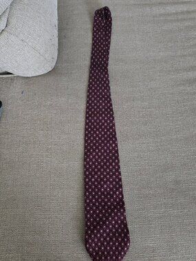 Henry Grethel Mens Silk Black Tie Geometric Gray Silver Patterns Vintage
